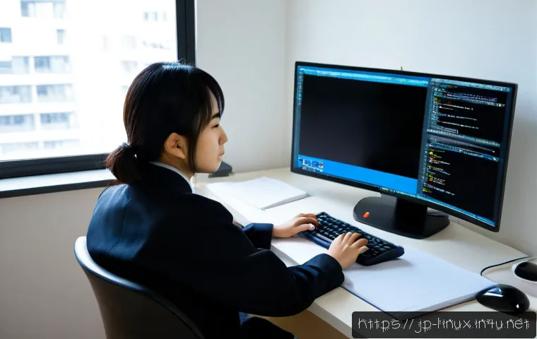 리눅스 실기 시험 대비 사례별 풀이 전략 - Photorealistic Japanese IT certification candidate at a clean home office desk, carefully working th...